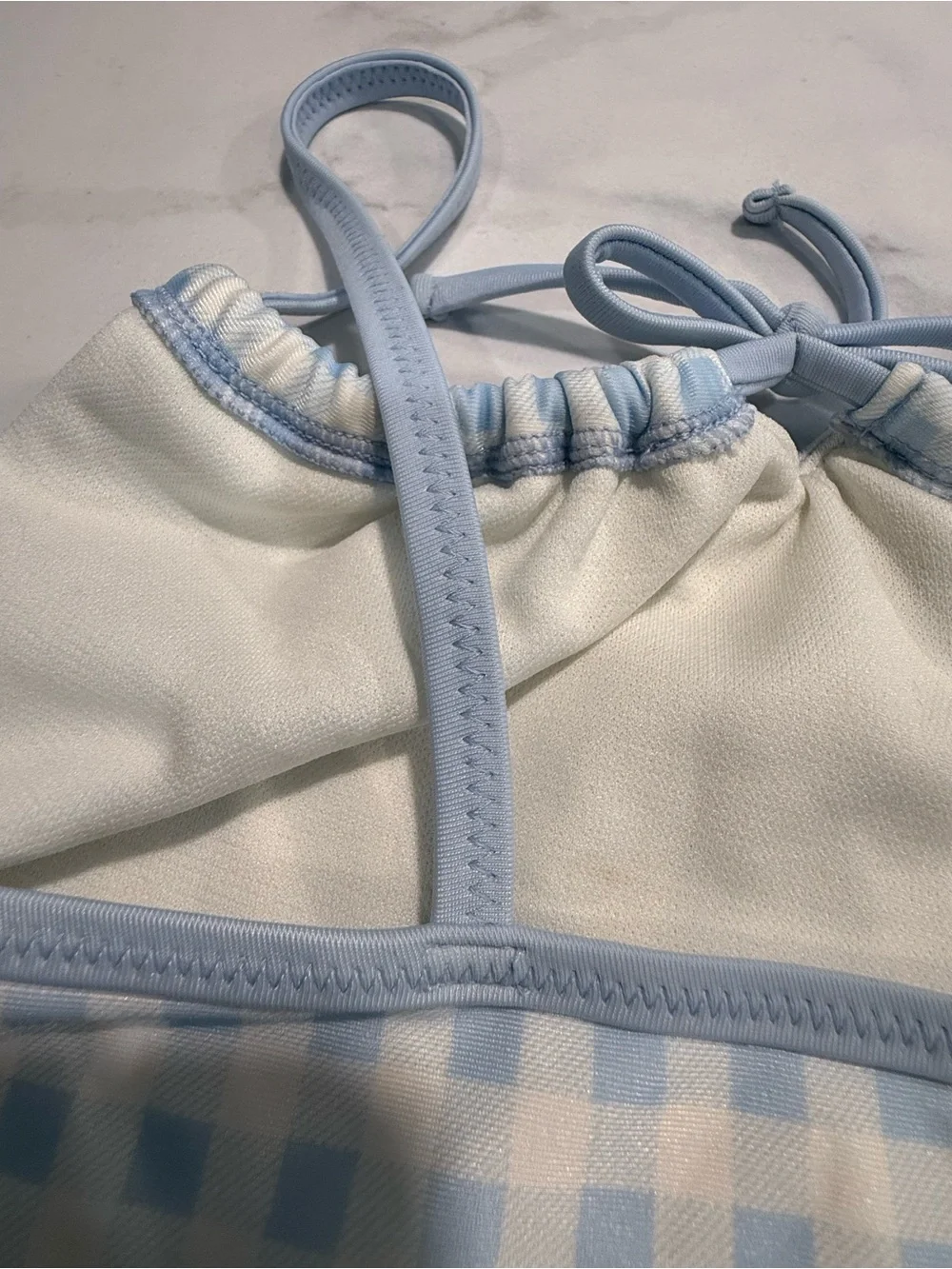Cat & Jack Light Blue and White Gingham Bikini Set